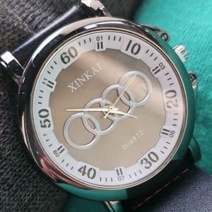 Leather Audi Watch Black in Colour